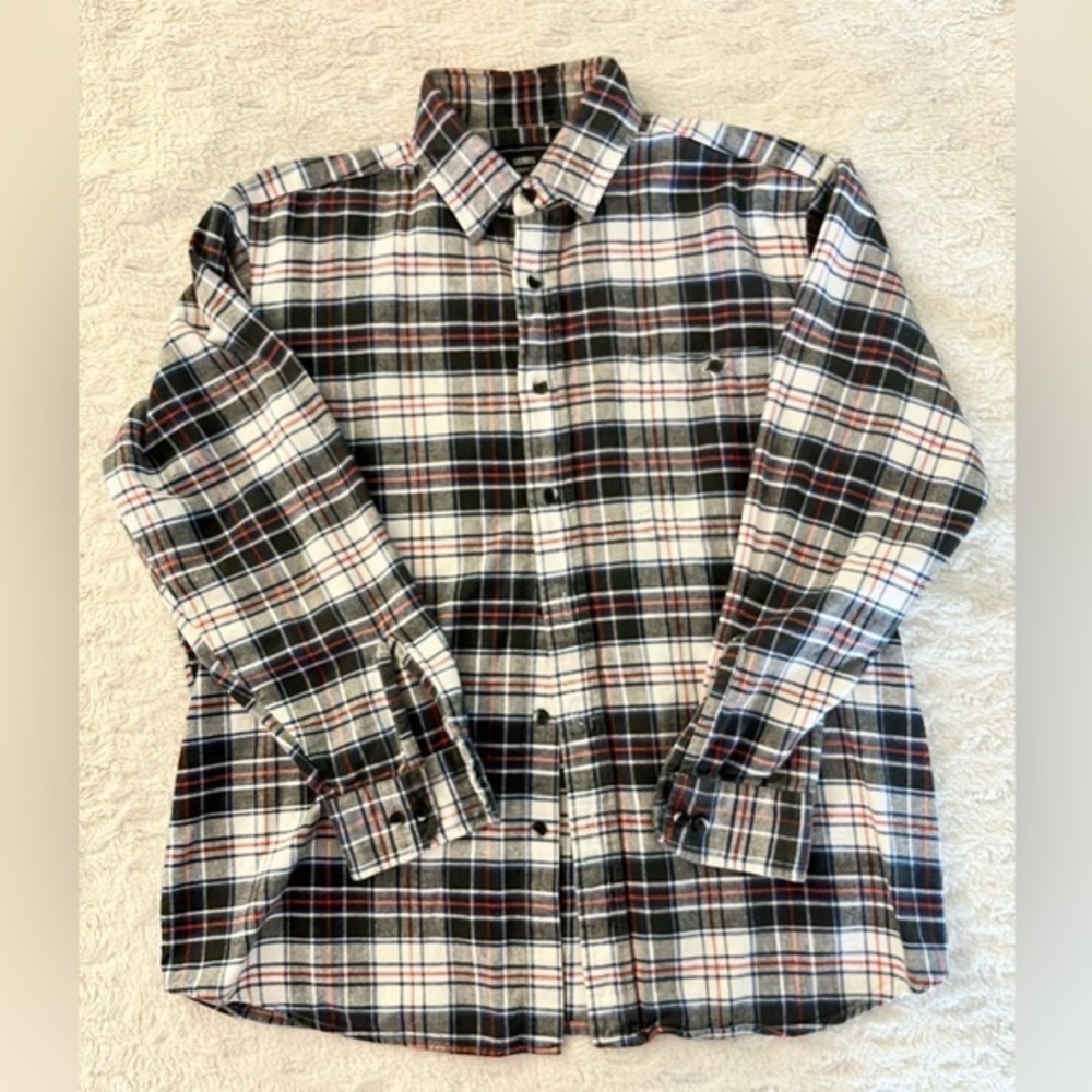 SEARS Vintage Men's Plaid Flannel Style Button-Up Shirt Size Medium